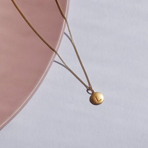Pebble Gold Disc Initial Necklace