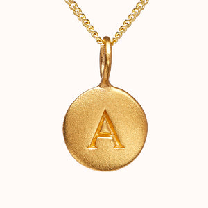 Pebble Gold Disc Initial Necklace