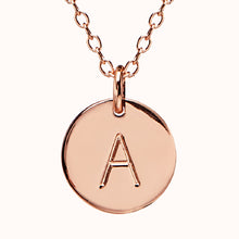Load image into Gallery viewer, Rose Gold Disc Initial Necklace