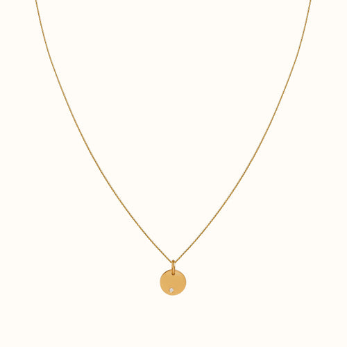Gold Disc and Diamond Necklace
