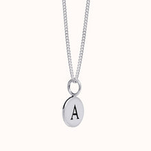Load image into Gallery viewer, Pebble Silver Disc Initial Necklace