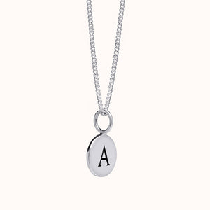 Pebble Silver Disc Initial Necklace