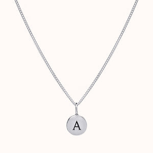 Pebble Silver Disc Initial Necklace