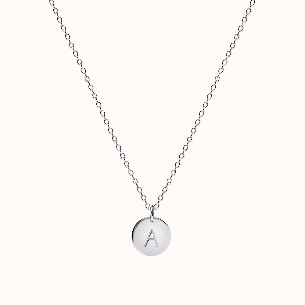 Silver Disc Initial Necklace