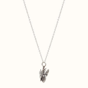 Large Silver Bumble Bee Necklace